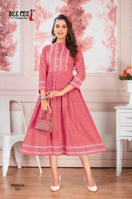 Prisha by Deecee Flared Long screen Printed Kurti collection at affordable rate kurtis catalogs