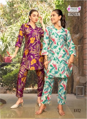 Priya vol 1 by Mystic 9 Premium Vartican printed trendy co ord set collection with affordable rate co ord set catalogs