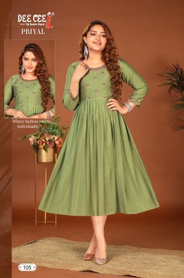 Priyal by Deecee Chanderi Flared Long neck embroidered Kurti collection at affordable rate kurtis catalogs