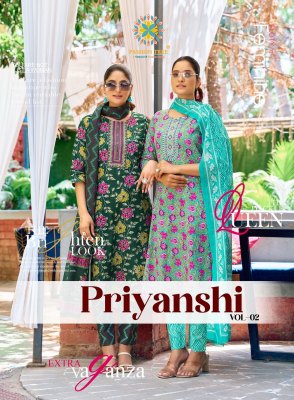 Priyanshi vol 2 by Passion Tree Straight Printed Cotton embroidered top pant with dupatta catalogue at affordable rate wholesale catalogs
