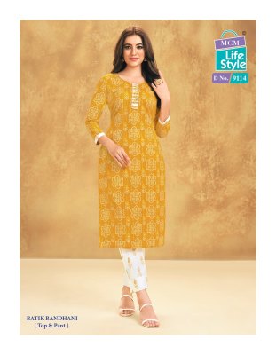 Priyatama Bandhej Vol1 by MCM pure cotton with batik and bandhani printed readymade suit catalogue at low rate readymade suit catalogs