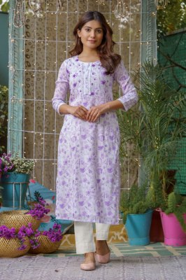 Purple  Linen Kurti Pant  kurtis