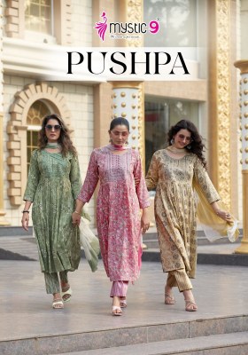 Pushpa vol 1 by Mystic 9 premium quality capsule foil printed kurta bottom and dupatta catalogue  Mystic 9