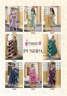 Pushpa vol 1 by Mystic 9 premium quality capsule foil printed kurta bottom and dupatta catalogue  readymade suit catalogs