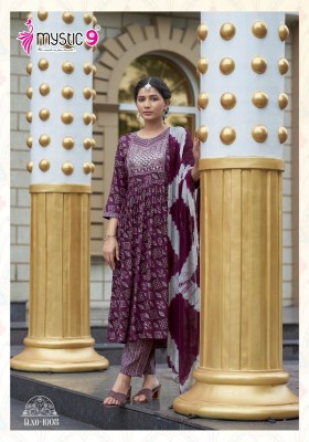 Pushpa vol 1 by Mystic 9 premium quality capsule foil printed kurta bottom and dupatta catalogue  readymade suit catalogs