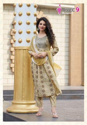 Pushpa vol 1 by Mystic 9 premium quality capsule foil printed kurta bottom and dupatta catalogue  readymade suit catalogs