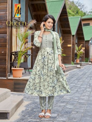 Queen Ghera by Master capsual printed flared kurti pant and dupatta catalogue at low rate readymade suit catalogs