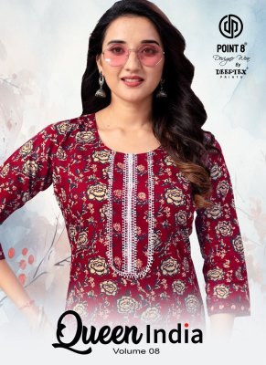 Queen India Vol 8 by Deeptex pure cotton printed embroidered kurti pant and dupatta catalogue at low rate Deeptex suits 