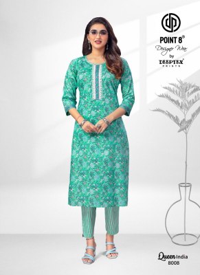 Queen India Vol 8 by Deeptex pure cotton printed embroidered kurti pant and dupatta catalogue at low rate readymade suit catalogs