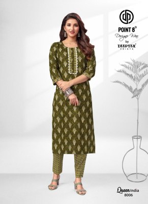 Queen India Vol 8 by Deeptex pure cotton printed embroidered kurti pant and dupatta catalogue at low rate readymade suit catalogs