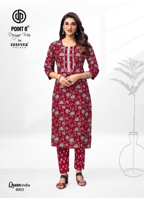 Queen India Vol 8 by Deeptex pure cotton printed embroidered kurti pant and dupatta catalogue at low rate readymade suit catalogs