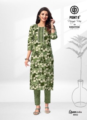 Queen India Vol 8 by Deeptex pure cotton printed embroidered kurti pant and dupatta catalogue at low rate readymade suit catalogs