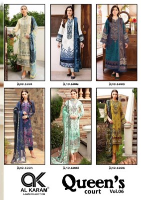 Queen court vol 6 by Al Karam pure cambric unstitched dress material catalogue at affordable rate salwar kameez catalogs