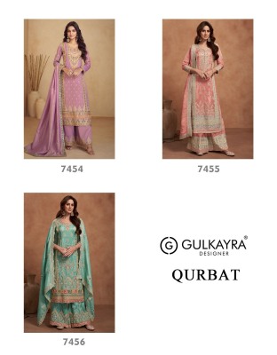 Qurbat by Gulkayra designer real simar silk embroidered sharara suit collection at amavi expo fancy sharara suit Catalogs