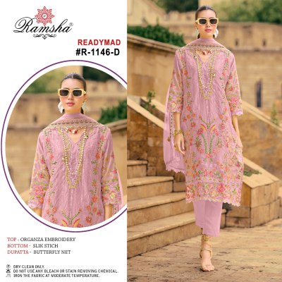 R 1146 by Ramsha organza embroidered readymade pakistani suit catalogue at affordable rate readymade suit catalogs