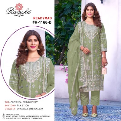 R 1166 Nx by ramsha organza embroidered fancy readymade suit catalogue at low rate readymade suit catalogs