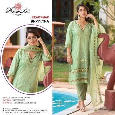 R 1173nx by Ramsha Organza embroidered fancy kurti pant and dupatta catalogue at low rate readymade suit catalogs