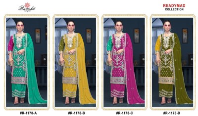 R-1178nx by Ramsha Chinon embroidered fancy readymade suit catalogue at affordable rate readymade suit catalogs