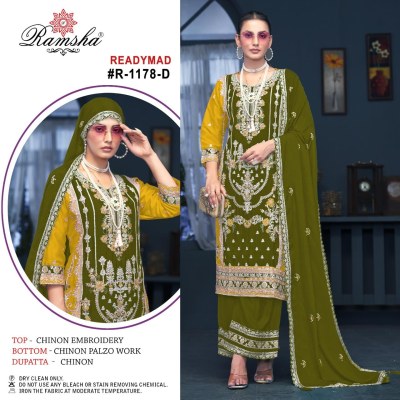 R-1178nx by Ramsha Chinon embroidered fancy readymade suit catalogue at affordable rate readymade suit catalogs