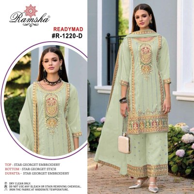 R 1220 nx by Ramsha star Georgette embroidered Pakistani suit catalogue  readymade suit catalogs