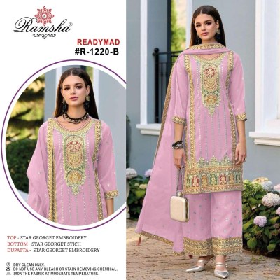 R 1220 nx by Ramsha star Georgette embroidered Pakistani suit catalogue  readymade suit catalogs