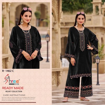 R 1462 by Shree fab Designer Velvet Neck embroidered kurti and pant catalogue at affordable rate  kurtis catalogs