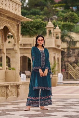 R 1462 by Shree fab Designer Velvet Neck embroidered kurti and pant catalogue at affordable rate  kurtis catalogs