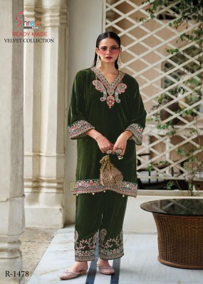 R 1478 by shree fab Designer Velvet embroidered kurti with pant catalogue at low rate Mens