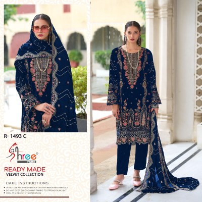 R 1493 by Shree fab super hit velvet Pakistani suit catalogue at amavi expo pakistani suit catalogs