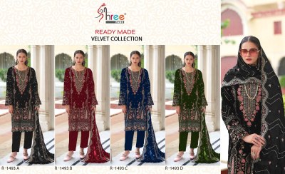 R 1493 by Shree fab super hit velvet Pakistani suit catalogue at amavi expo pakistani suit catalogs