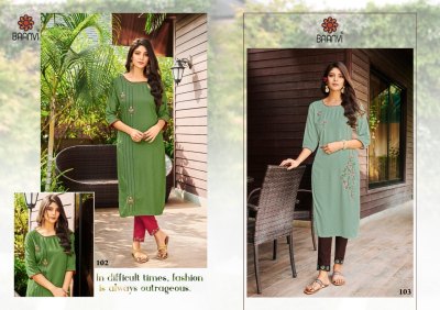 R studio baanvi by sara volume 1 reyon slub with embroidered kurti with pant catalogue at wholesale price kurtis catalogs