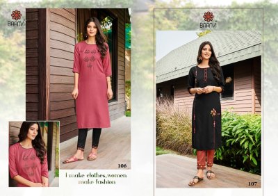 R studio baanvi by sara volume 1 reyon slub with embroidered kurti with pant catalogue at wholesale price kurtis catalogs