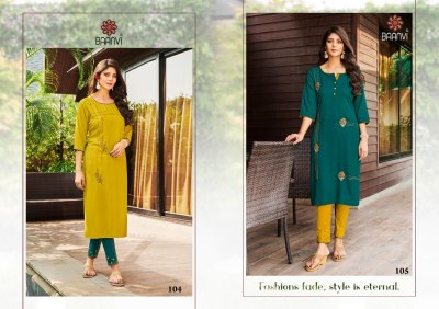 R studio baanvi by sara volume 1 reyon slub with embroidered kurti with pant catalogue at wholesale price kurtis catalogs