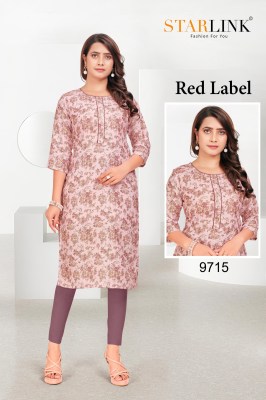 RED LABEL by starlink linen digital printed kurti catalogue  Starlink Kurti 