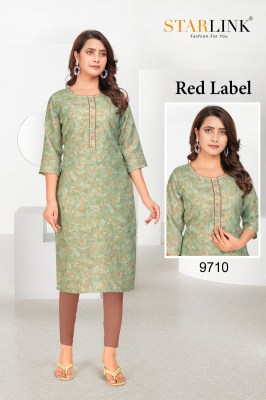 RED LABEL by starlink linen digital printed kurti catalogue  kurtis catalogs