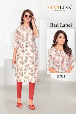 RED LABEL by starlink linen digital printed kurti catalogue  kurtis catalogs