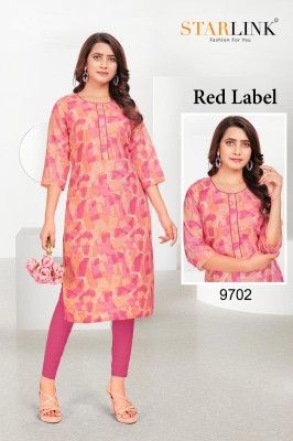 RED LABEL by starlink linen digital printed kurti catalogue  kurtis catalogs