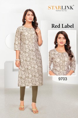 RED LABEL by starlink linen digital printed kurti catalogue  kurtis catalogs