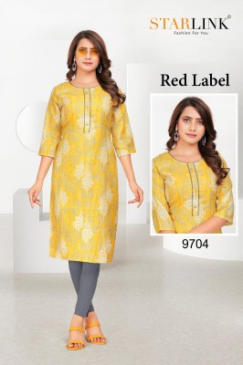 RED LABEL by starlink linen digital printed kurti catalogue  kurtis catalogs