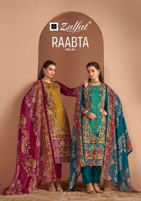 Raabta vol 3 by Zulfat Pure Jam Cotton Designer Unstitched dress material   Zulfat 