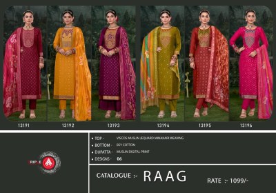 Raag by Triple a musline elegant minakari unstitched pakistani suit collection pakistani suit catalogs