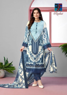 Raahat vol 1 by Rahi fab Pure Lawn Cambric cotton unstitched karachi suit catalogue at affordable rate Karachi suits catalogs