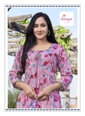 Raashi vol 16 by Hinaya trendy rayon flared kurti catalogue at affordable rate kurtis catalogs