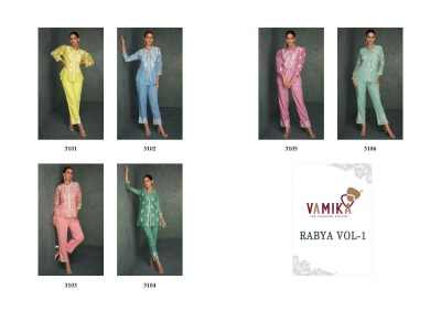 Rabya vol 1 by Vamika heavy organza embroidered co ord set catalogue at affordable rate Size wise Combo Set