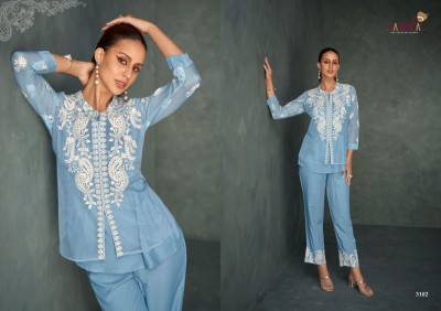 Rabya vol 1 by Vamika heavy organza embroidered co ord set catalogue at affordable rate Size wise Combo Set