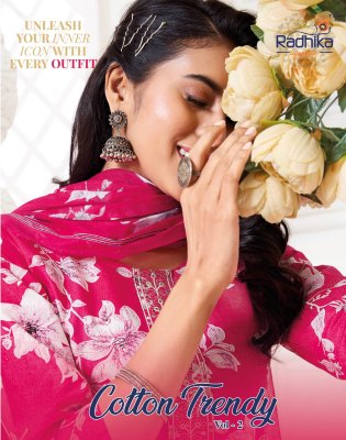 Radhika Life Style Trendy Vol 2 Pure Cotton Print Embroidery Work Kurti Pant And Dupatta Wholesale  wholesale catalogs