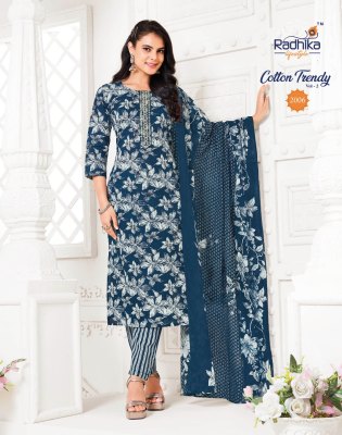Radhika Life Style Trendy Vol 2 Pure Cotton Print Embroidery Work Kurti Pant And Dupatta Wholesale  kurtis catalogs