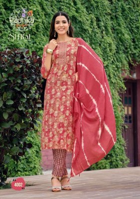 Radhika Life style Seerat vol 4 rayon top pant dupatta set Kurti catalogue supplier  kurtis catalogs