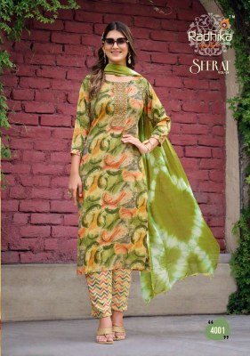 Radhika Life style Seerat vol 4 rayon top pant dupatta set Kurti catalogue supplier  kurtis catalogs