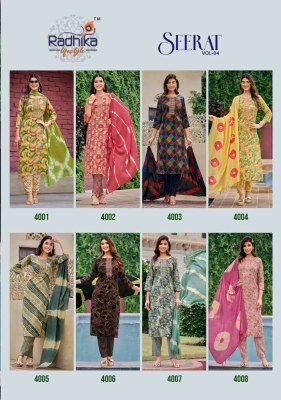 Radhika Life style Seerat vol 4 rayon top pant dupatta set Kurti catalogue supplier  kurtis catalogs